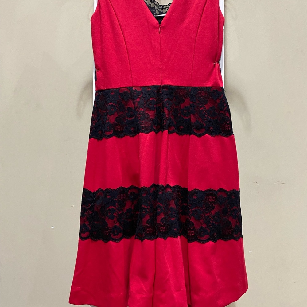 Candy Rain Red & Black Lace Cocktail Dress Sleeveless V-Neck Size Large 0153 - Picture 5 of 6